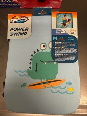 SwimWays Kids Rashguard - Light Blue with Green Dino (M)